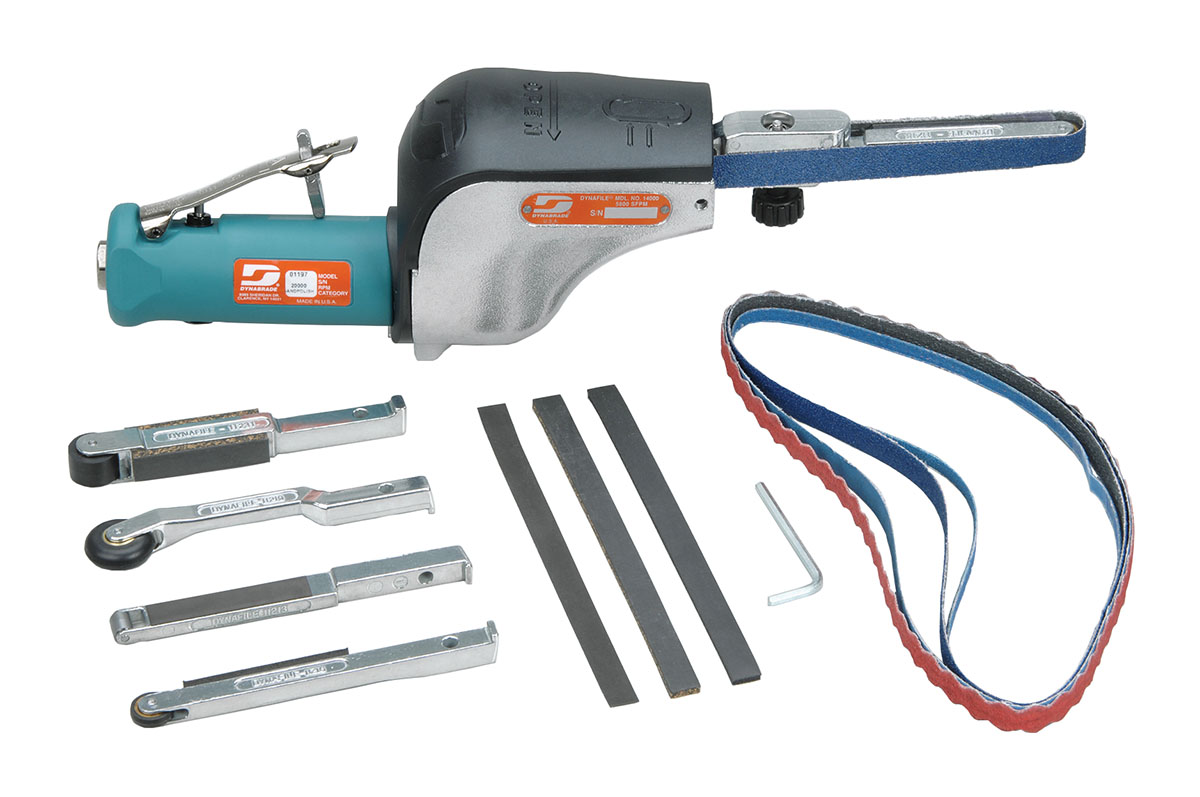 Dynafile Abrasive Belt Tool Versatility Kit: .5 hp, Straight-Line, 20,000 RPM, Front Exhaust, for 1/8"-1/2" W x 24" L (3-13 mm x 610 mm) Belts - Belt Sander Kits